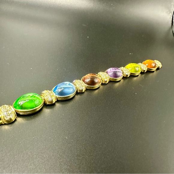 Vtg Park Lane Multi-Colored “Gemstone” Gold-Tone Bracelet - Picture 3 of 10